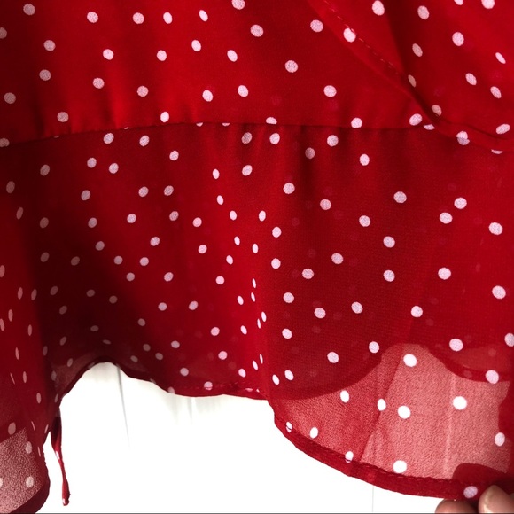 Bardot Red Polkadot Wrap Blouse - Picture 4 of 5